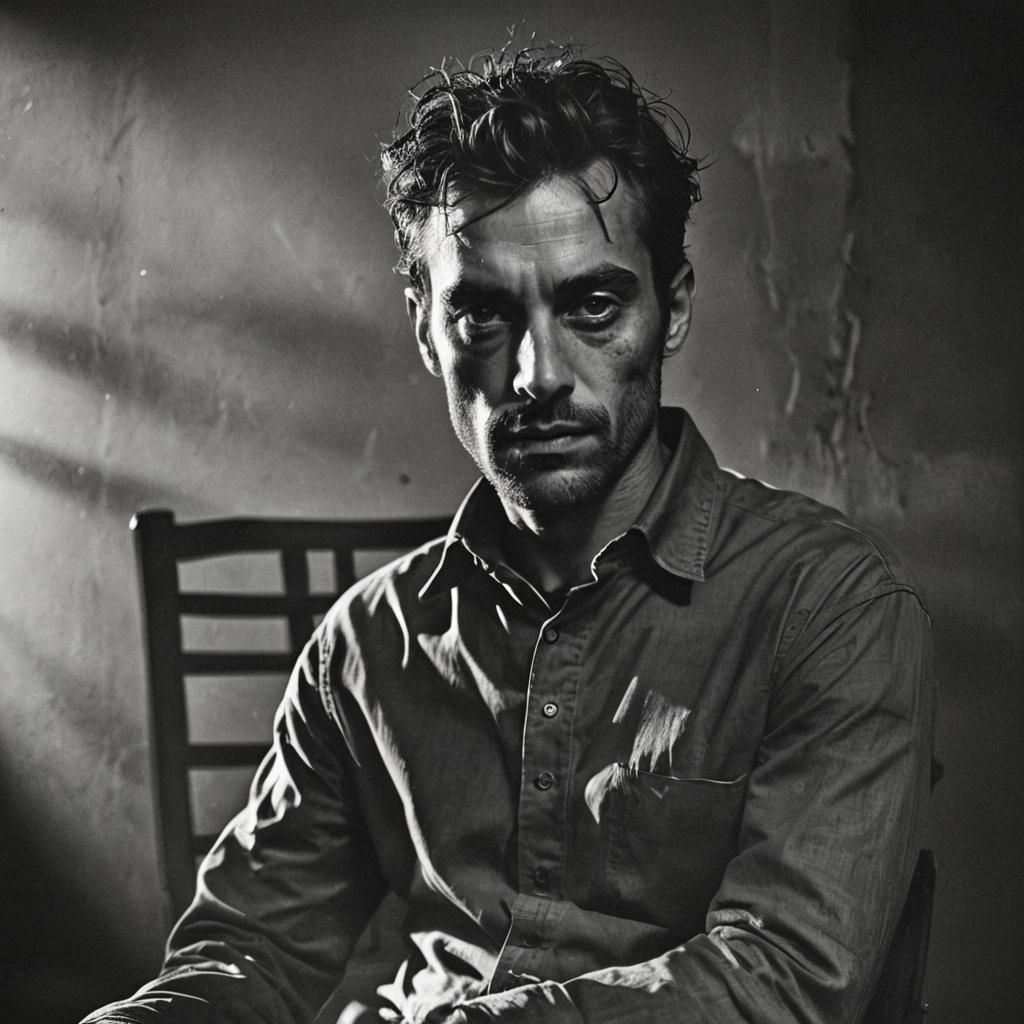 High Contrast Monochrome Shadow Portrait