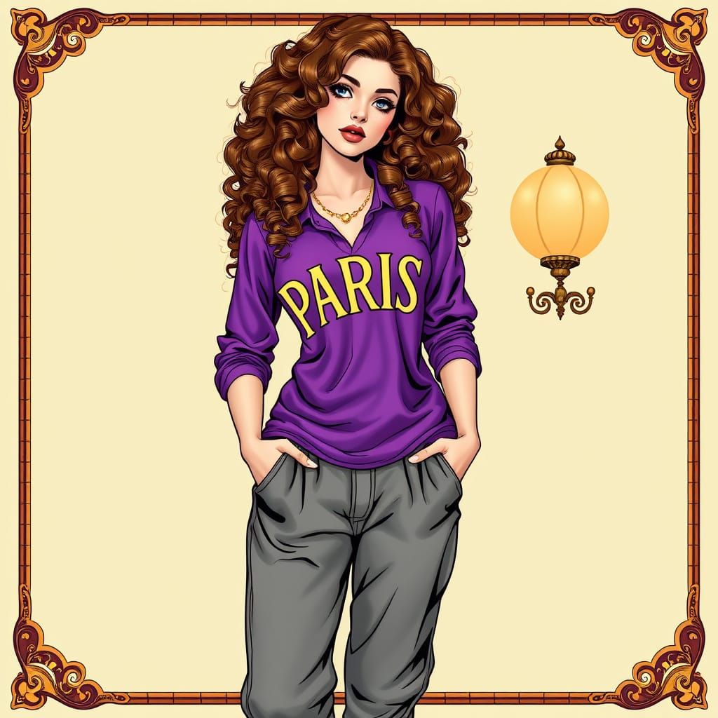 Elegant Woman in Art Nouveau Chic