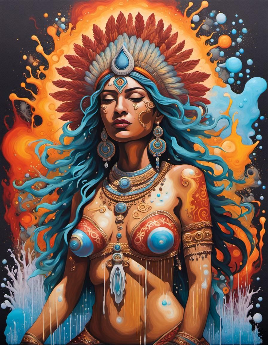 Indian Water Goddess: Graffiti Art of Elemental Power