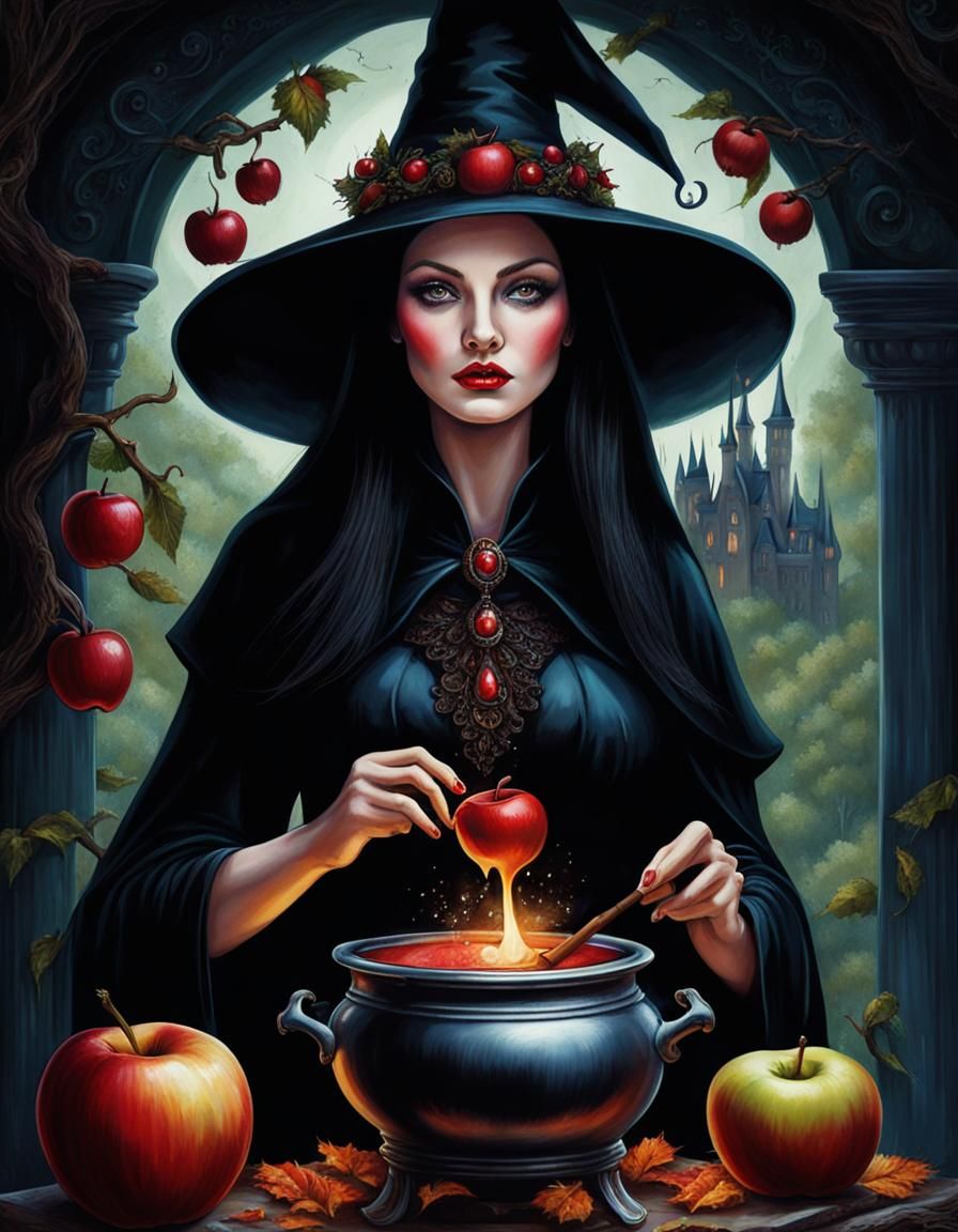 Snow White as Witch Brewing Poison Apple