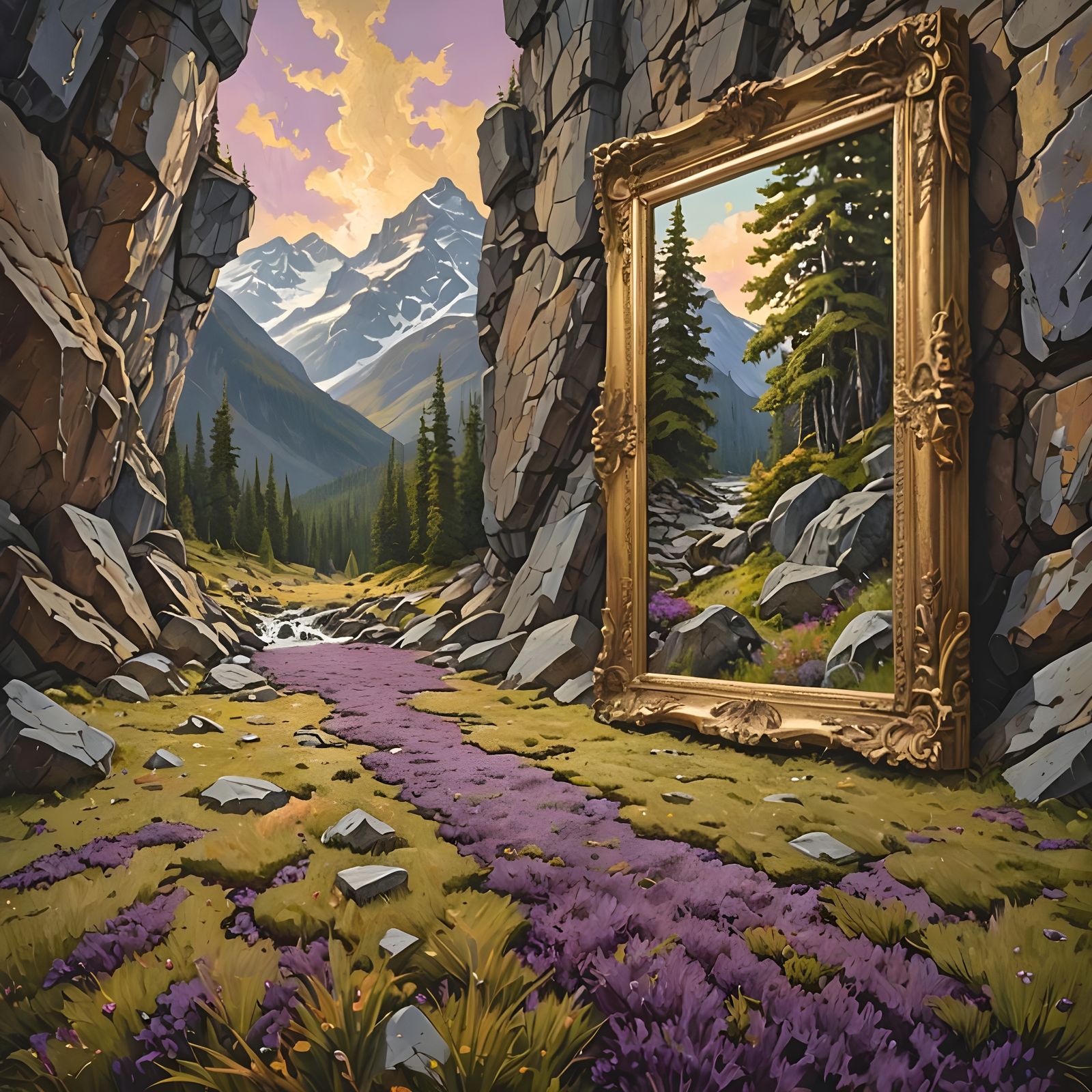 Surreal Canadian Mountain Scene by James Gurney