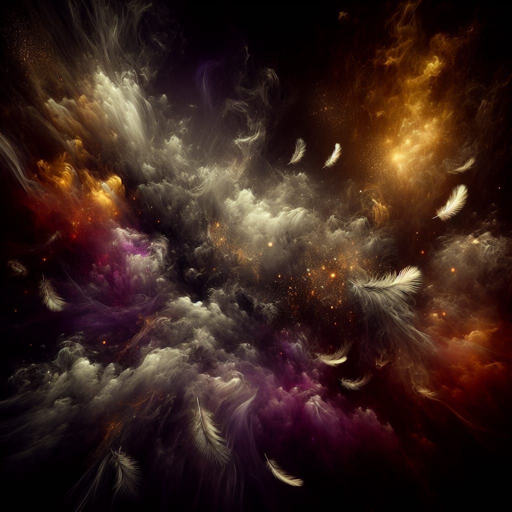 Dark Fantasy Feathers in Romanticism Style