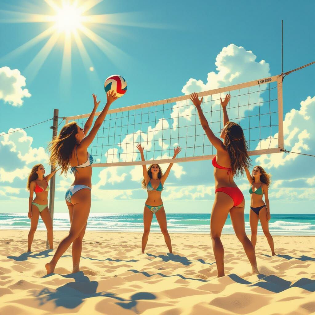 Beach Volleyball in Photorealistic Style