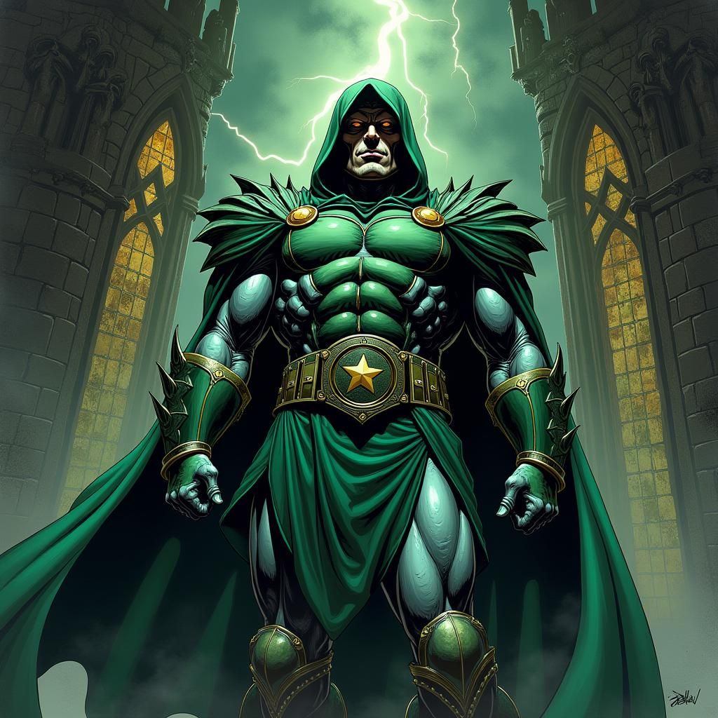 Doctor Doom in Gothic Castle, Comic Book Style