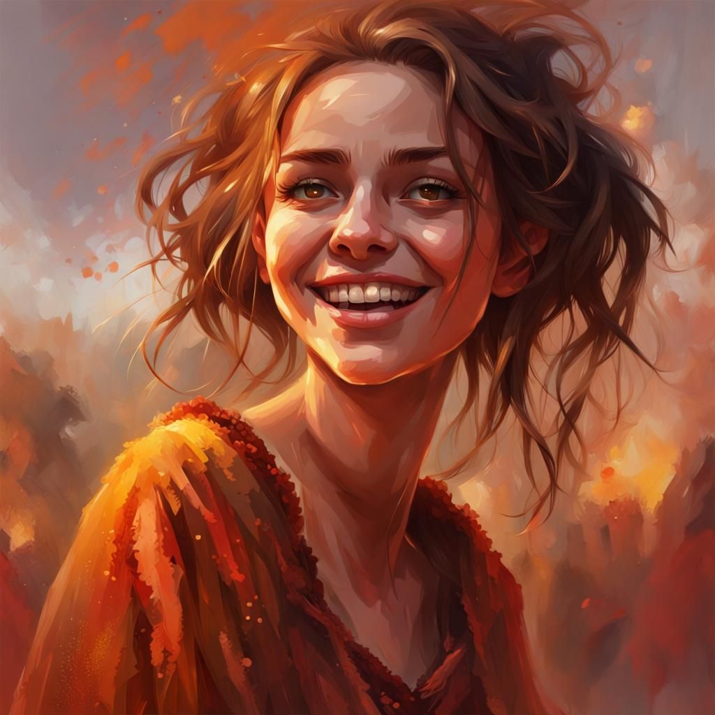 Radiant Smiling Girl: Detailed Concept Art