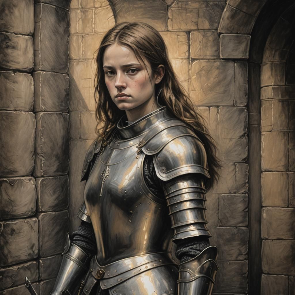 Joan of Arc Charcoal Portrait in Renaissance Style