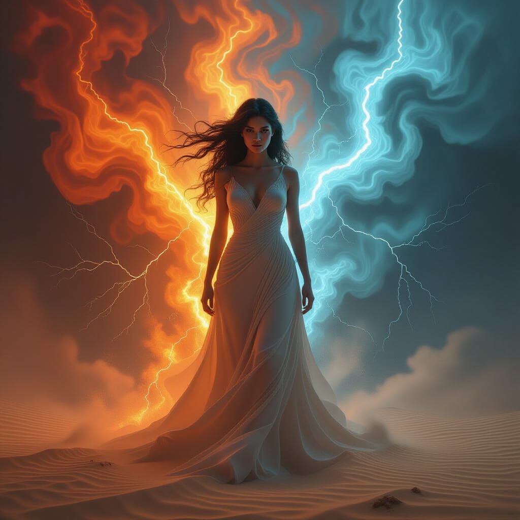 Elemental Woman: Fractal Sandstorm in 8K