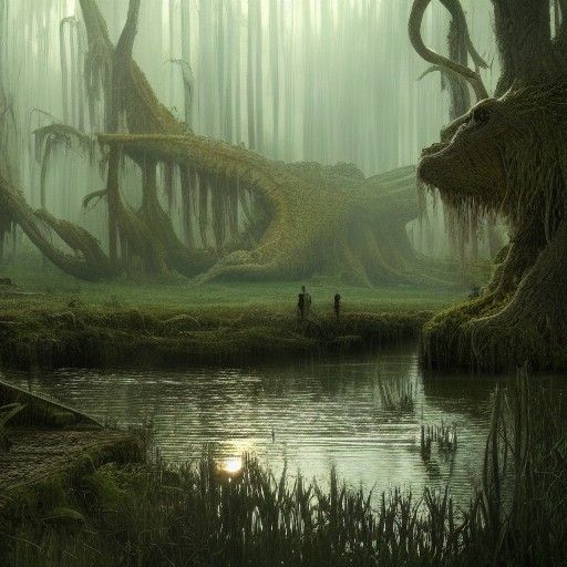 Neverending Story Swamp: Dark Fantasy Concept Art