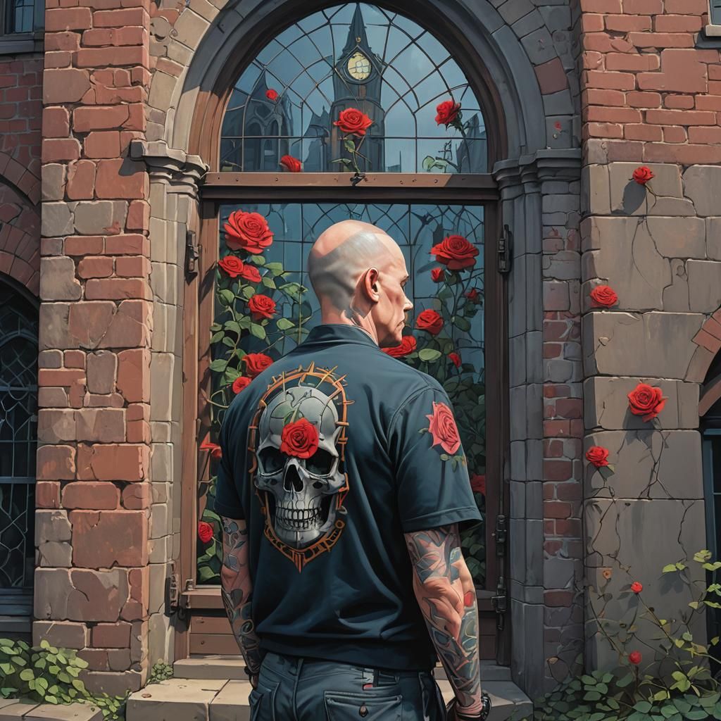 Cathedral Tattoos on Prisoner's Back: Hyperrealistic Art