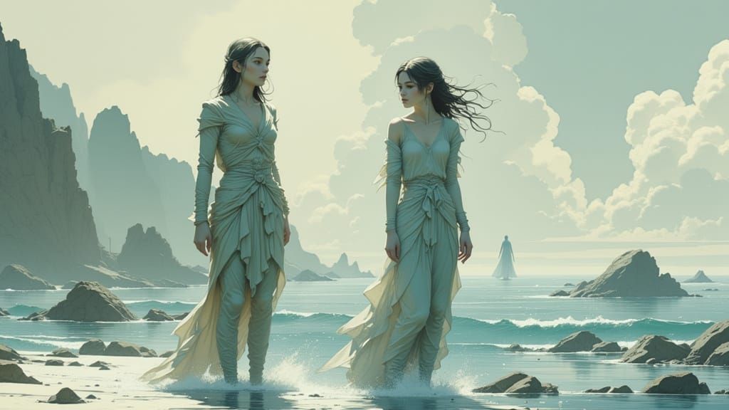 Ethereal Beings at Shoreline Concept Art