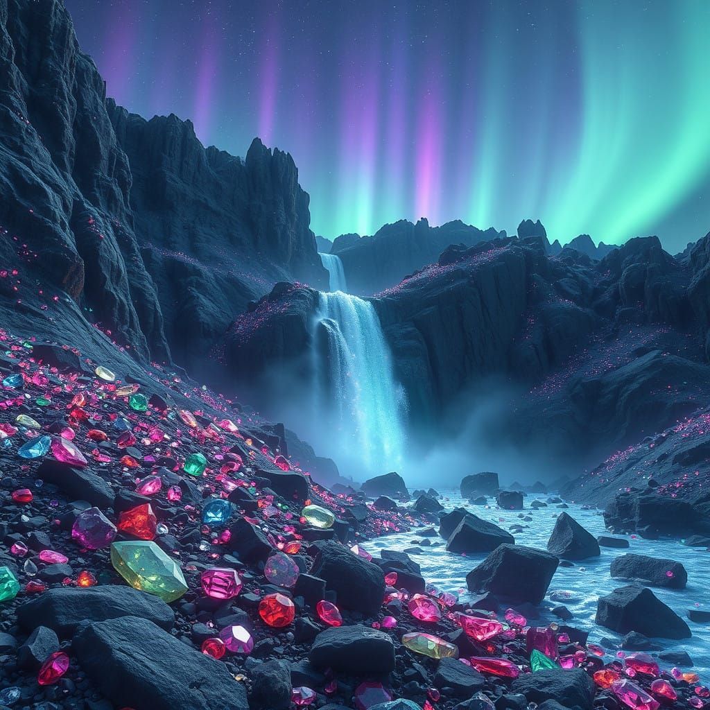 Celestial Treasure Realm with Radiant Diamonds and Ethereal...