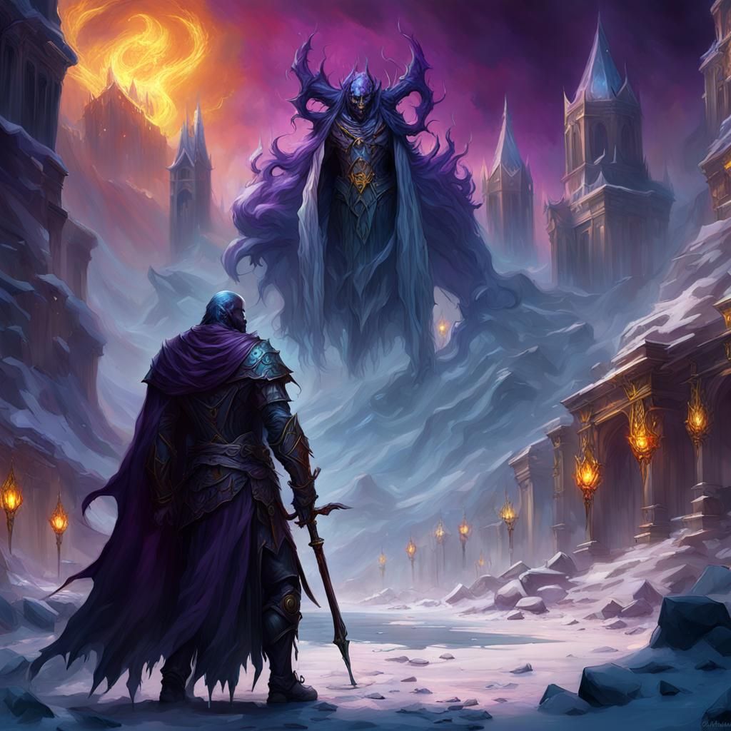 Undead Master of Ice and Fire: Dark Fantasy Art