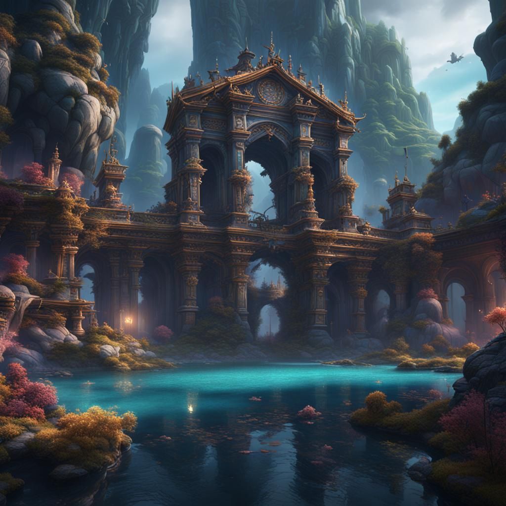 Detailed Matte Painting of Pandora in Deep Color