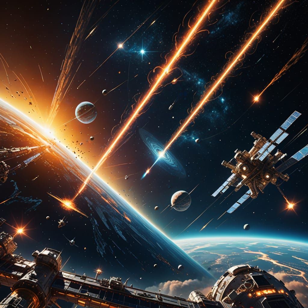 Streaking Stars: A Sci-Fi Space Station Illustration