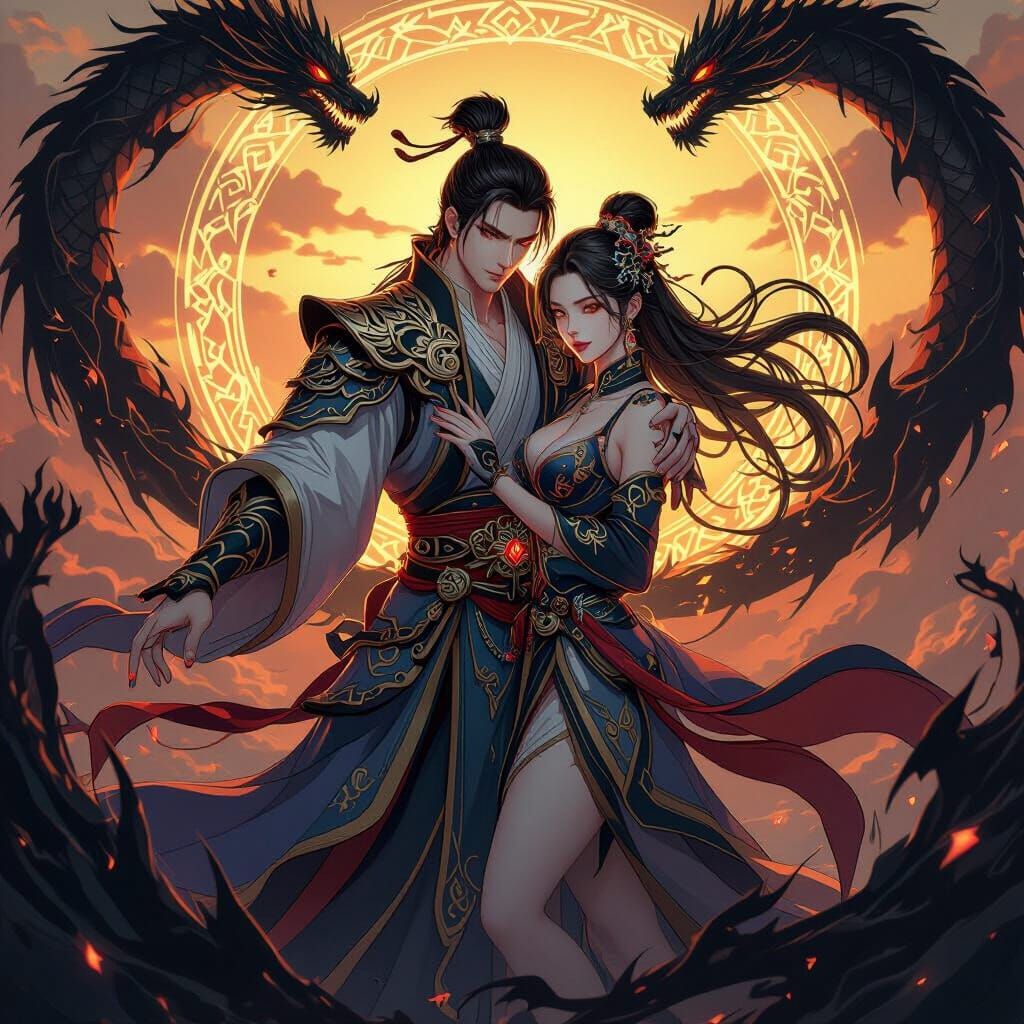 Demonic Cultivator Couple in Manhwa Style