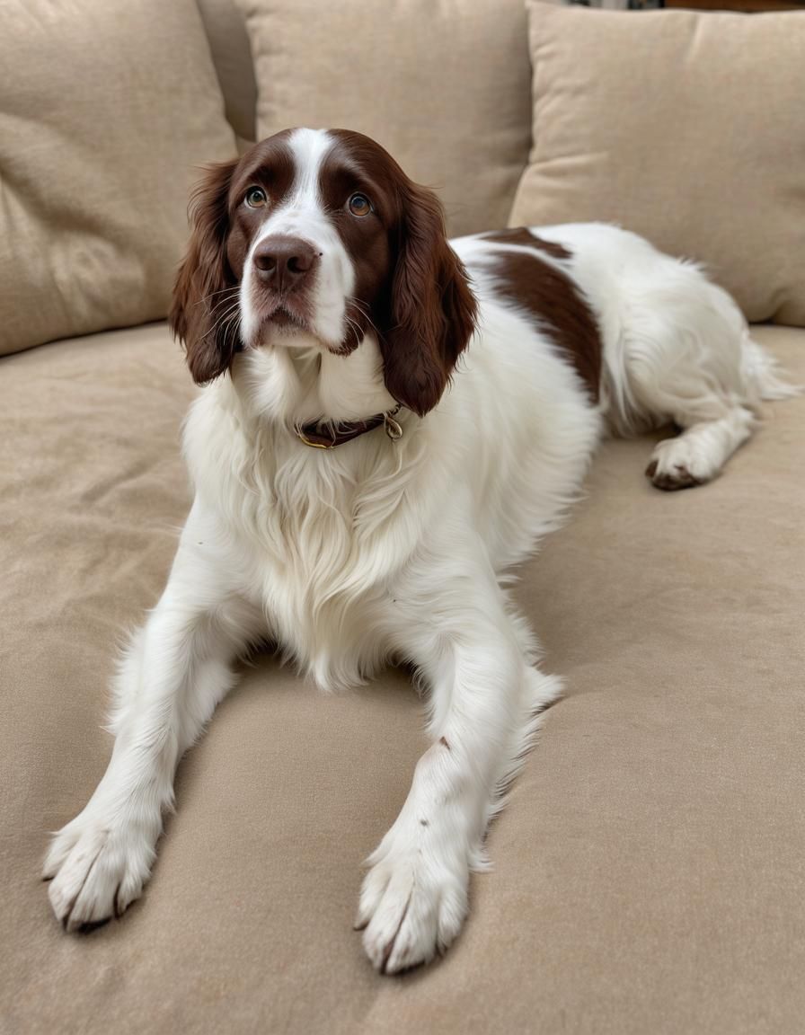 A highly detailed, photo-realistic image of an English Sprin...