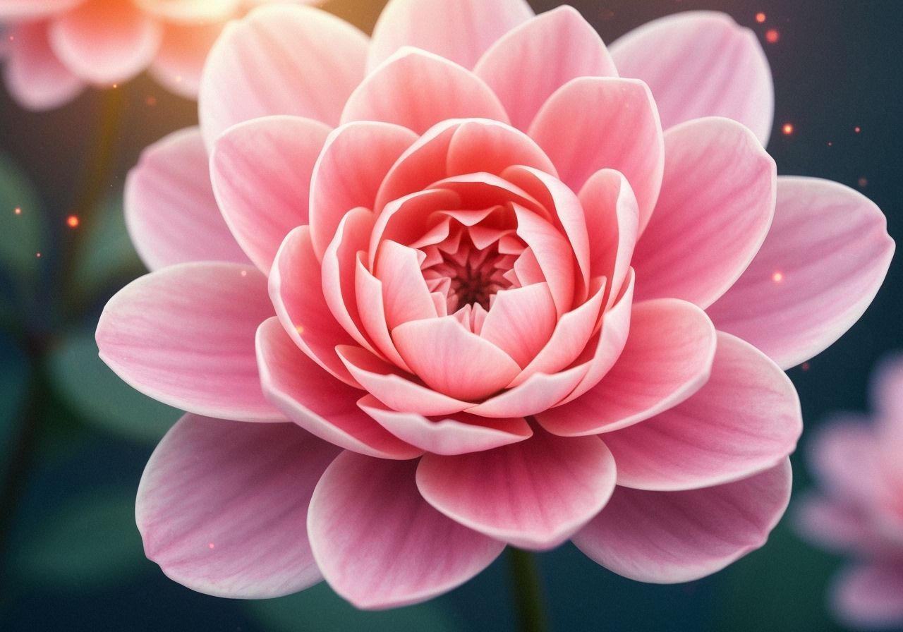 Photorealistic Pink Flower Close-Up with Ethereal Lighting