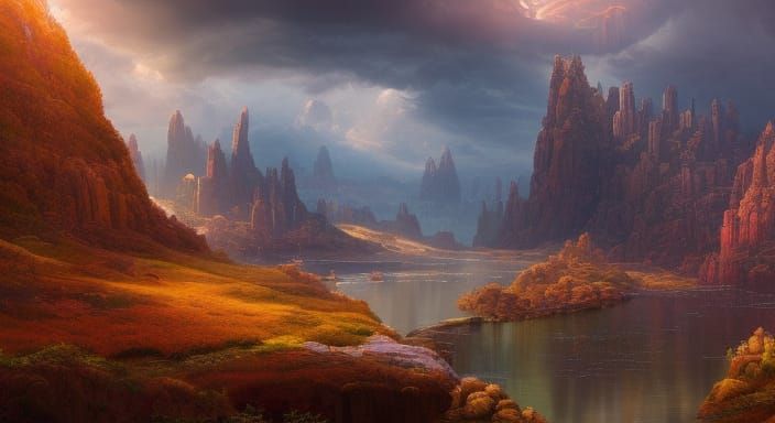 Colorful Landscape Digital Matte Painting