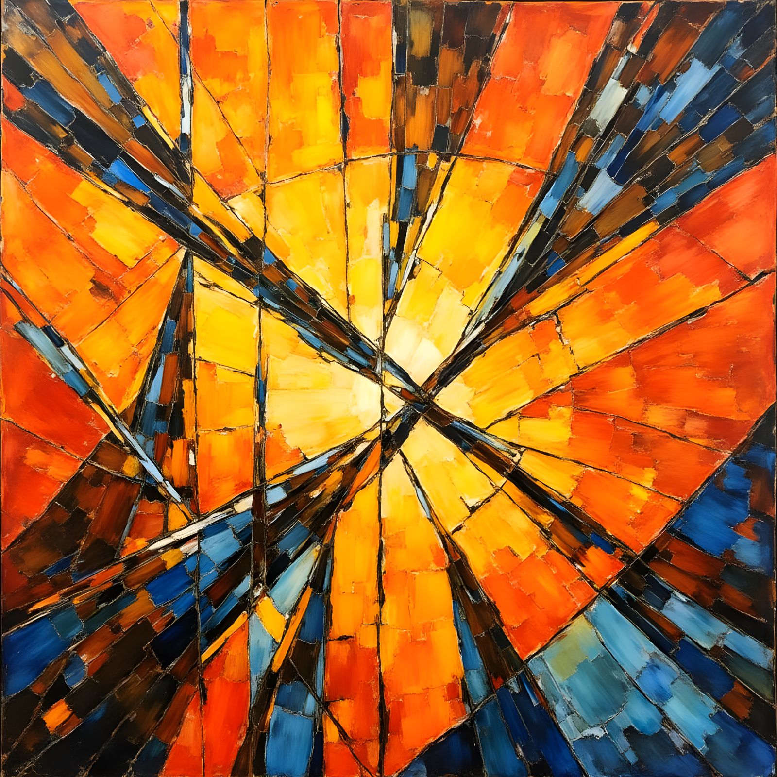 Abstract Expressionism Painting with Geometric Shapes and Vi...
