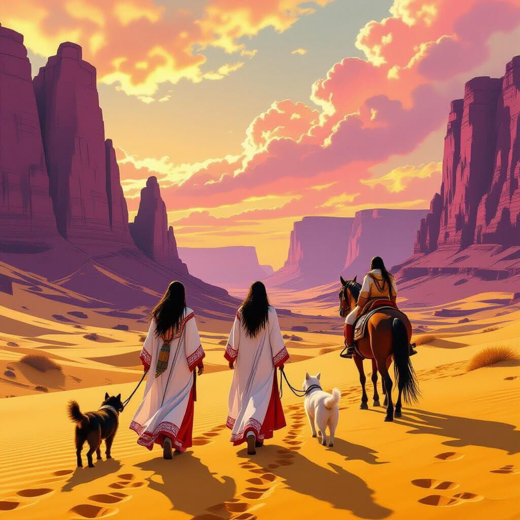 Female Shamans Journey Through a Golden Desert