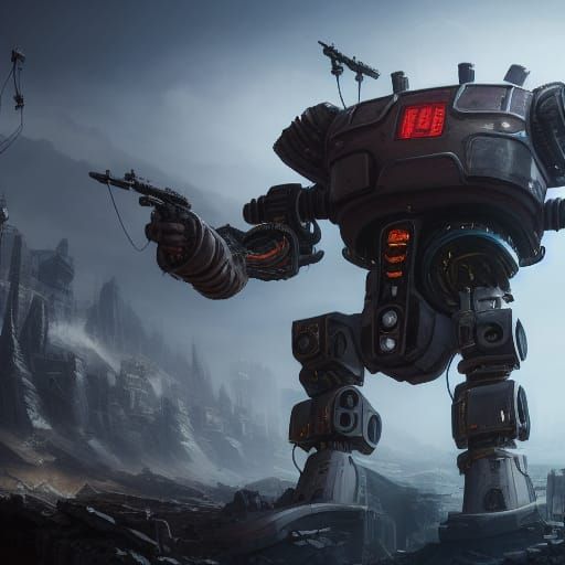 Post-Apocalyptic War Robot Concept Art
