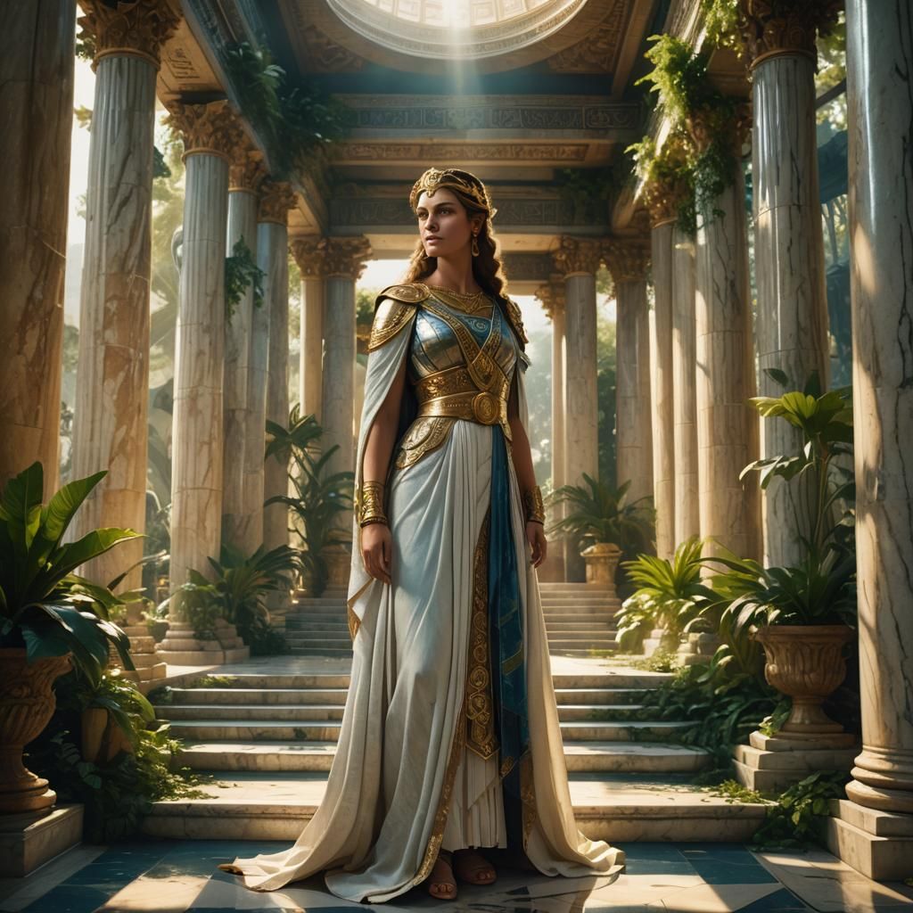 Hera in Ornate Temple: Cinematic Fantasy Concept Art