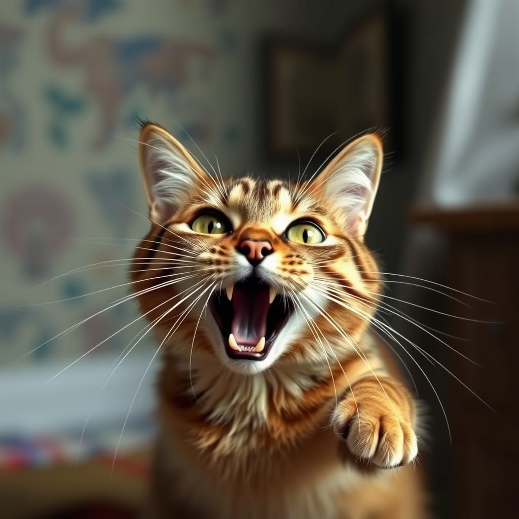 Whimsical Feline in Infinite Reflection