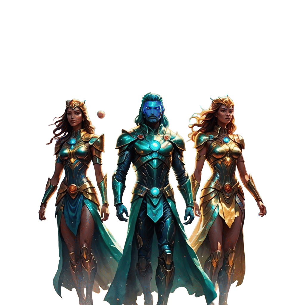 Android Goddesses in Liminal Space with UFO