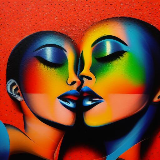 Polychromatic Graffiti Art: Friends Communicating