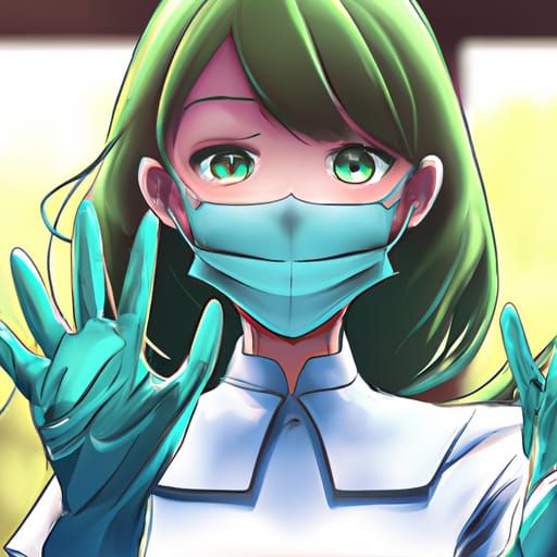 Female Dentist in Anime Style With Surgical Mask
