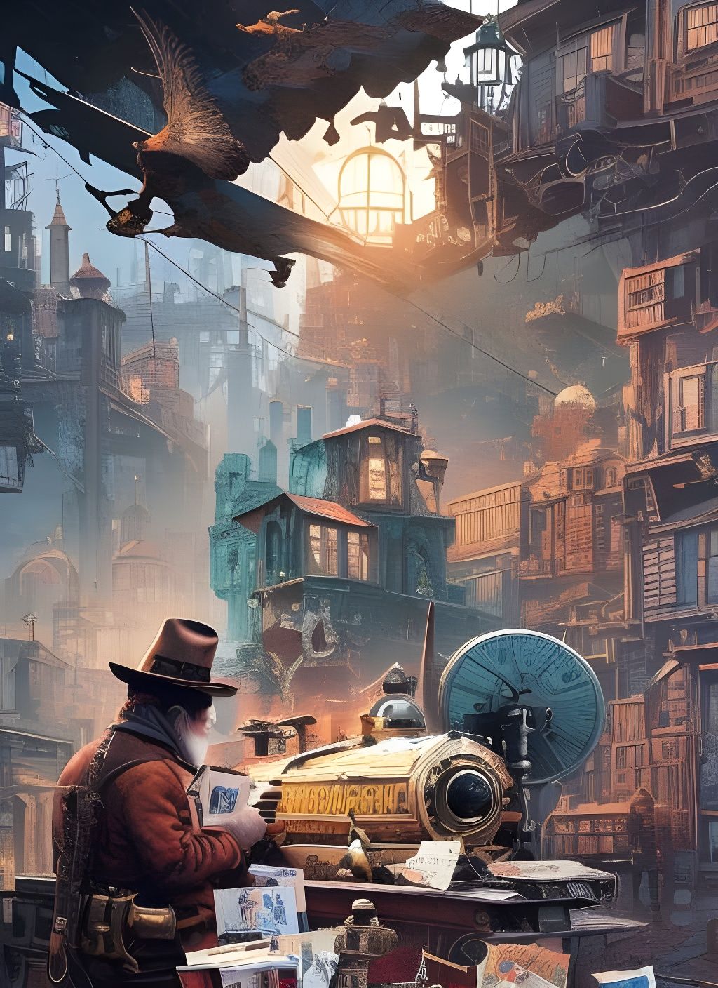 Stamp Man: Hyper-Detailed Watercolor Masterpiece