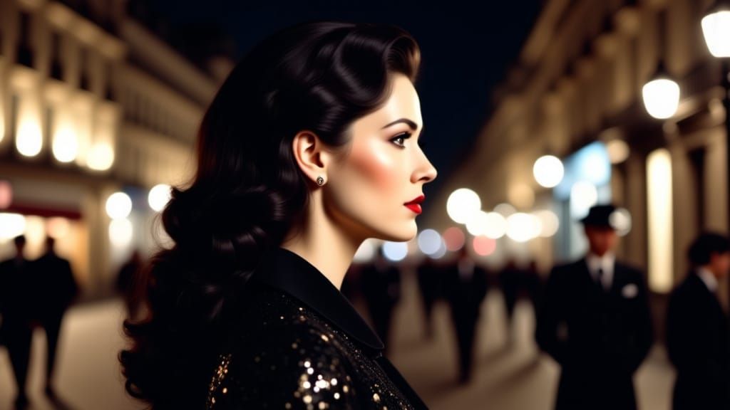 Gothic Parisian Woman in Sequined Jacket