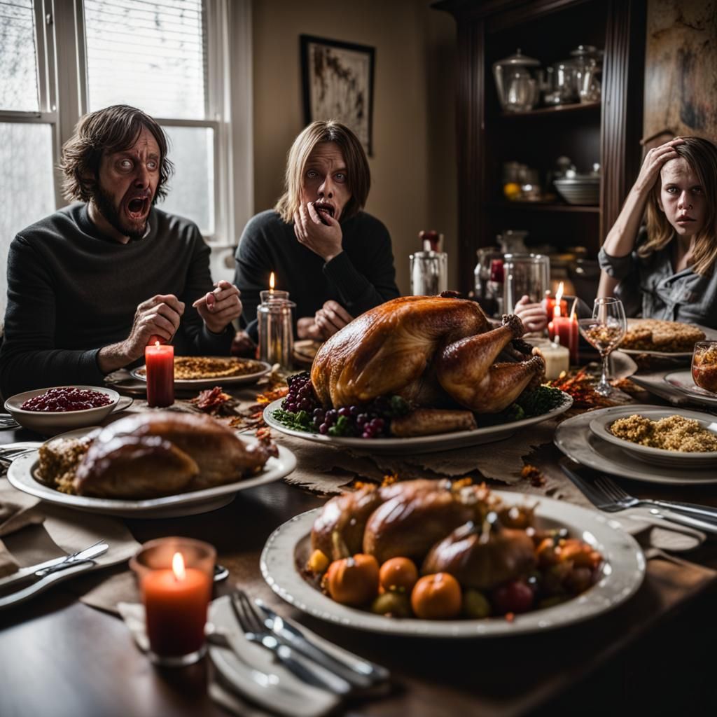 Macabre Thanksgiving Hangover Aftermath in Sharp Focus