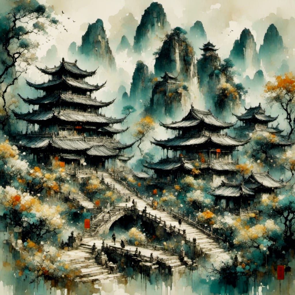 Nostalgic Asian Landscape in Dreamy Style