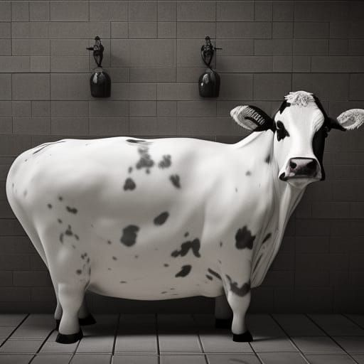 Cow in Bathtub: Detailed Matte Painting