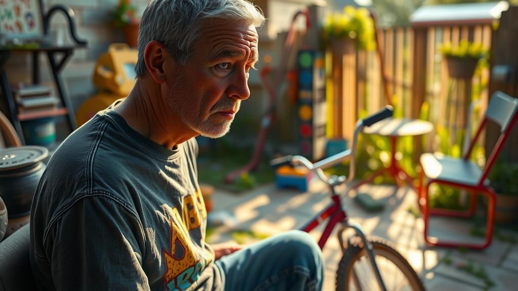 Nostalgic Man and Vintage BMX Bike, Hyperrealistic Art