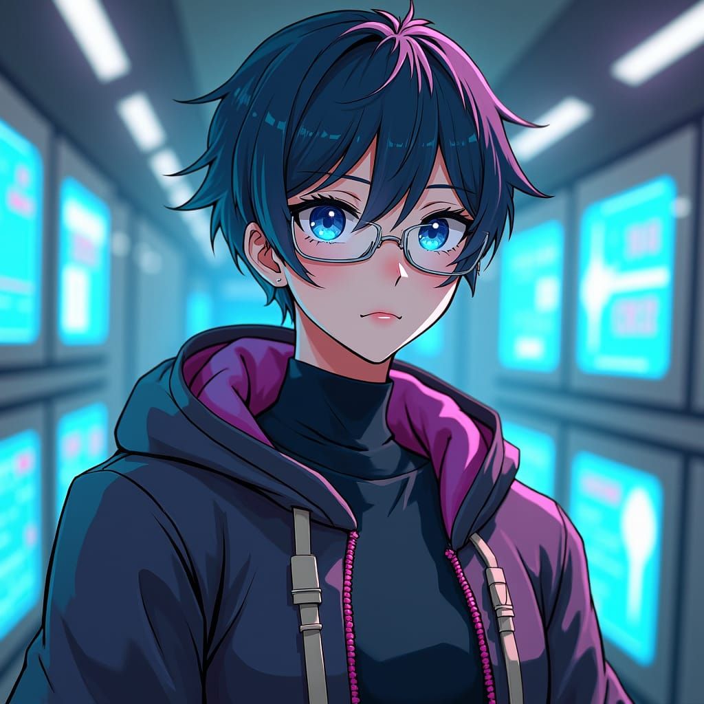 Futuristic Developer in Cutting-Edge Laboratory