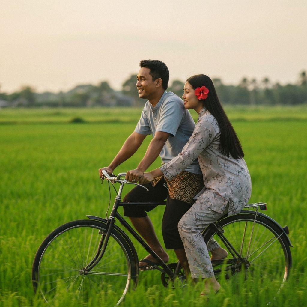 Malay Couple in Paddy Field, Editorial Photography