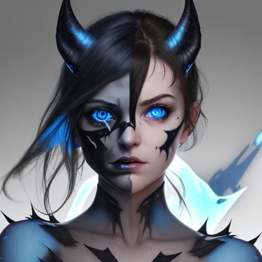 Woman Reveals Daemon with Glowing Blue Eyes