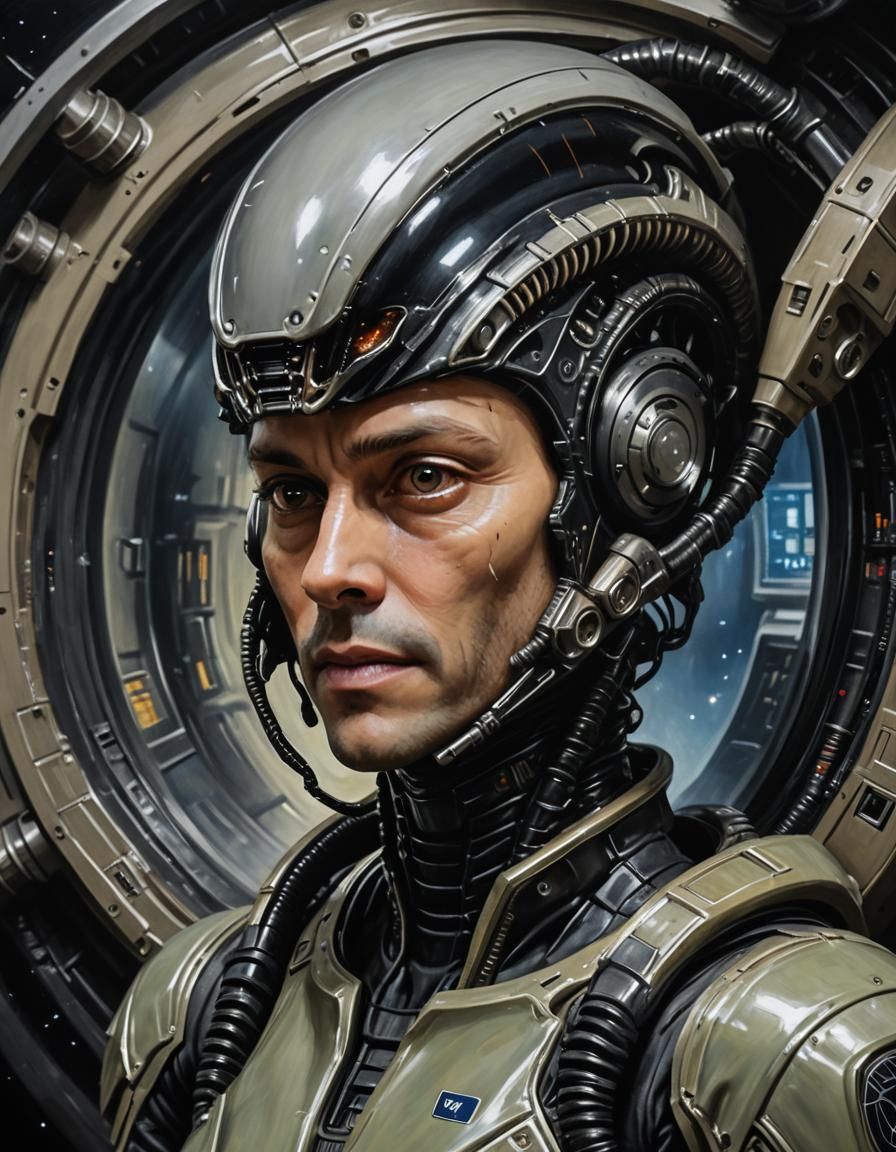 Xenomorph Hybrid Portrait in Oil Painting Style