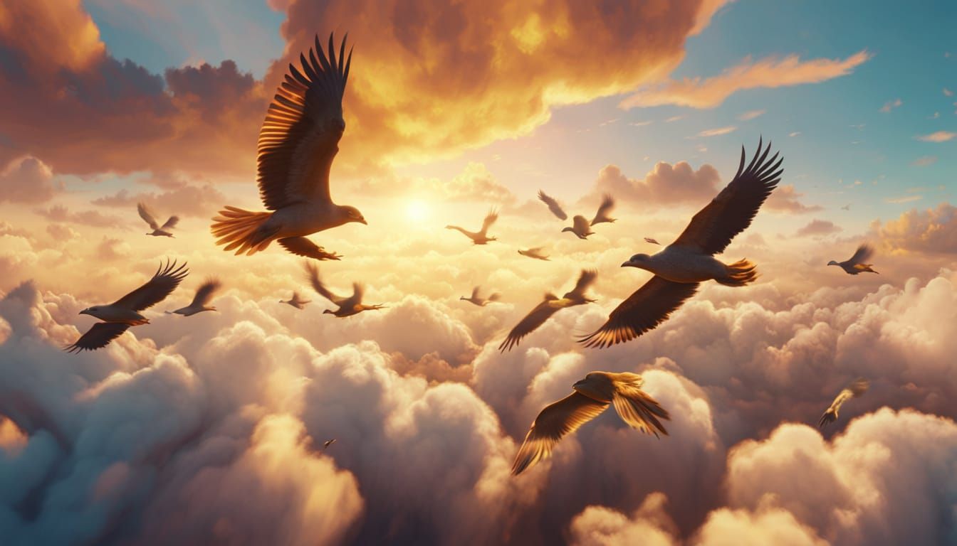 Sky Animals in a Vibrant Digital Painting