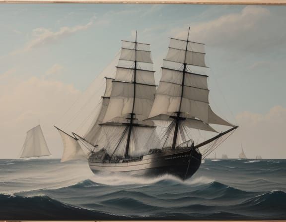 Sailing Ship in Golden Hour Light