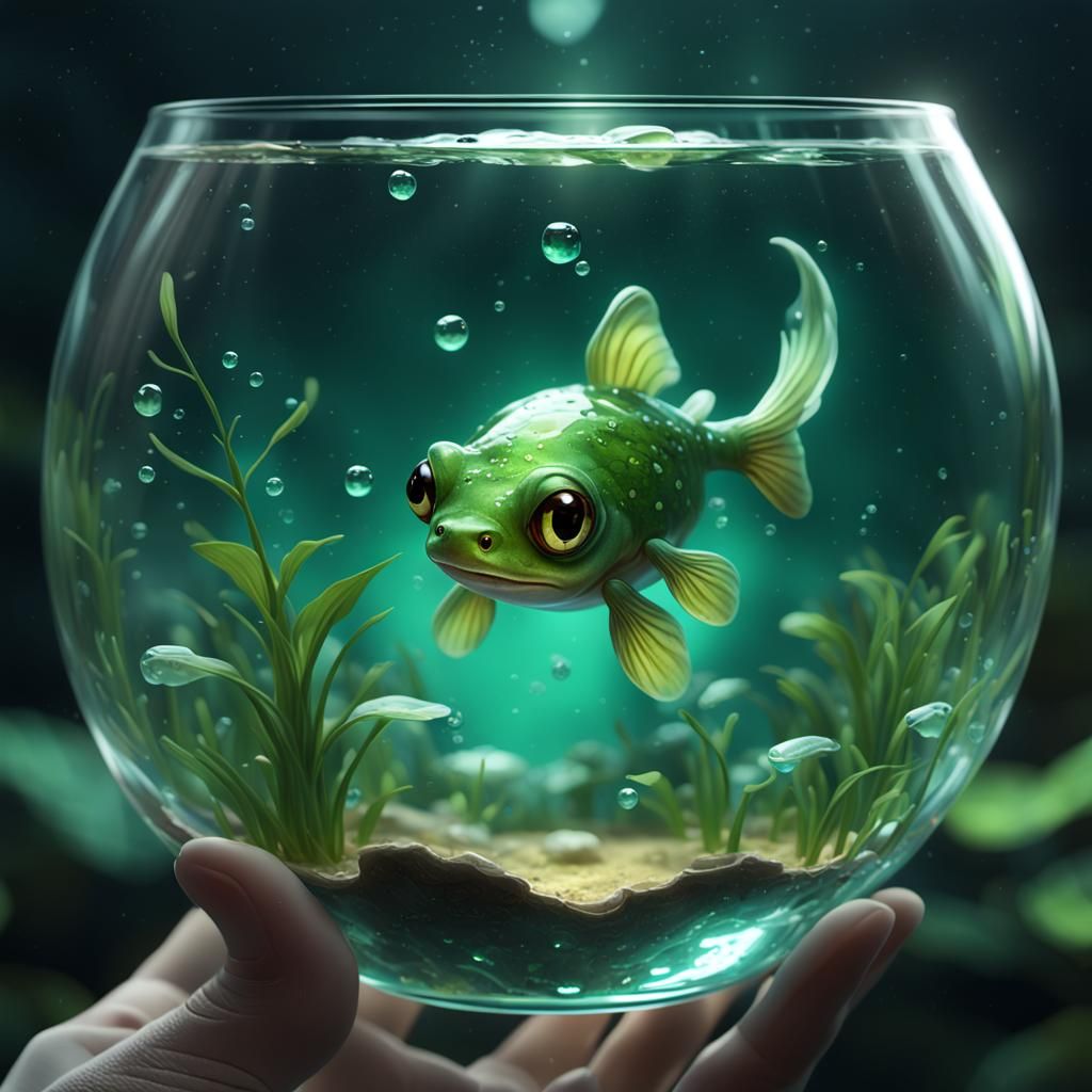 Tadpole Swims in Glass: Dark Fantasy Art