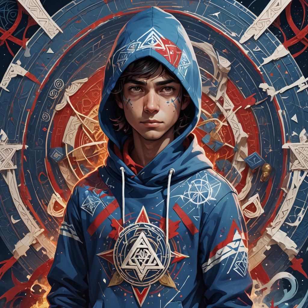 Adventurer in Blue Hoodie: Fantasy Concept Art