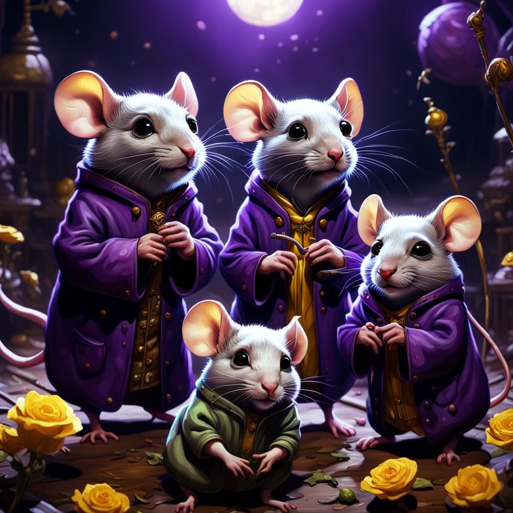 Three Blind Mice Dark Fantasy by Alphonse Mucha