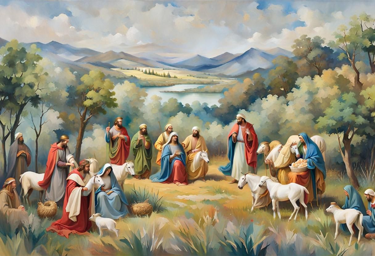 Nativity Scene in Gouache and Watercolor Style