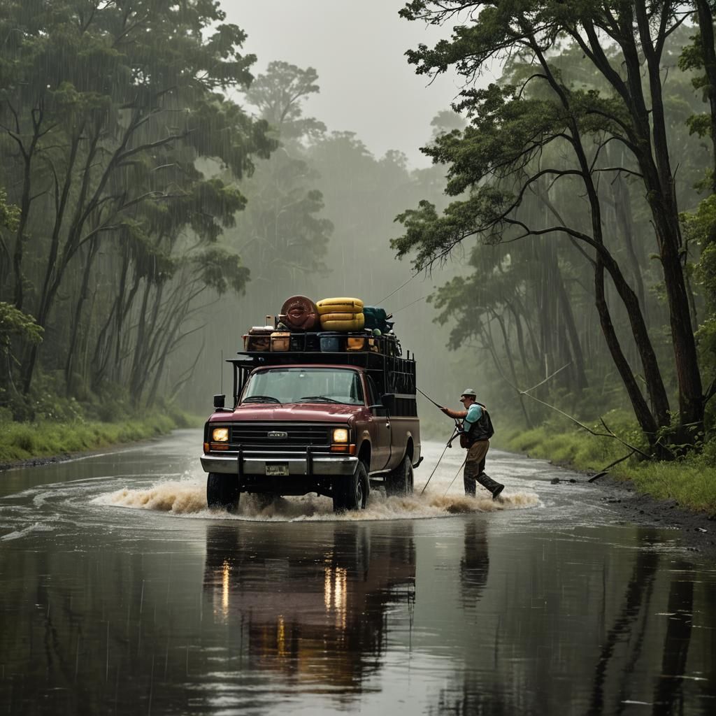 Detailed Matte Painting of Lakeside Swim