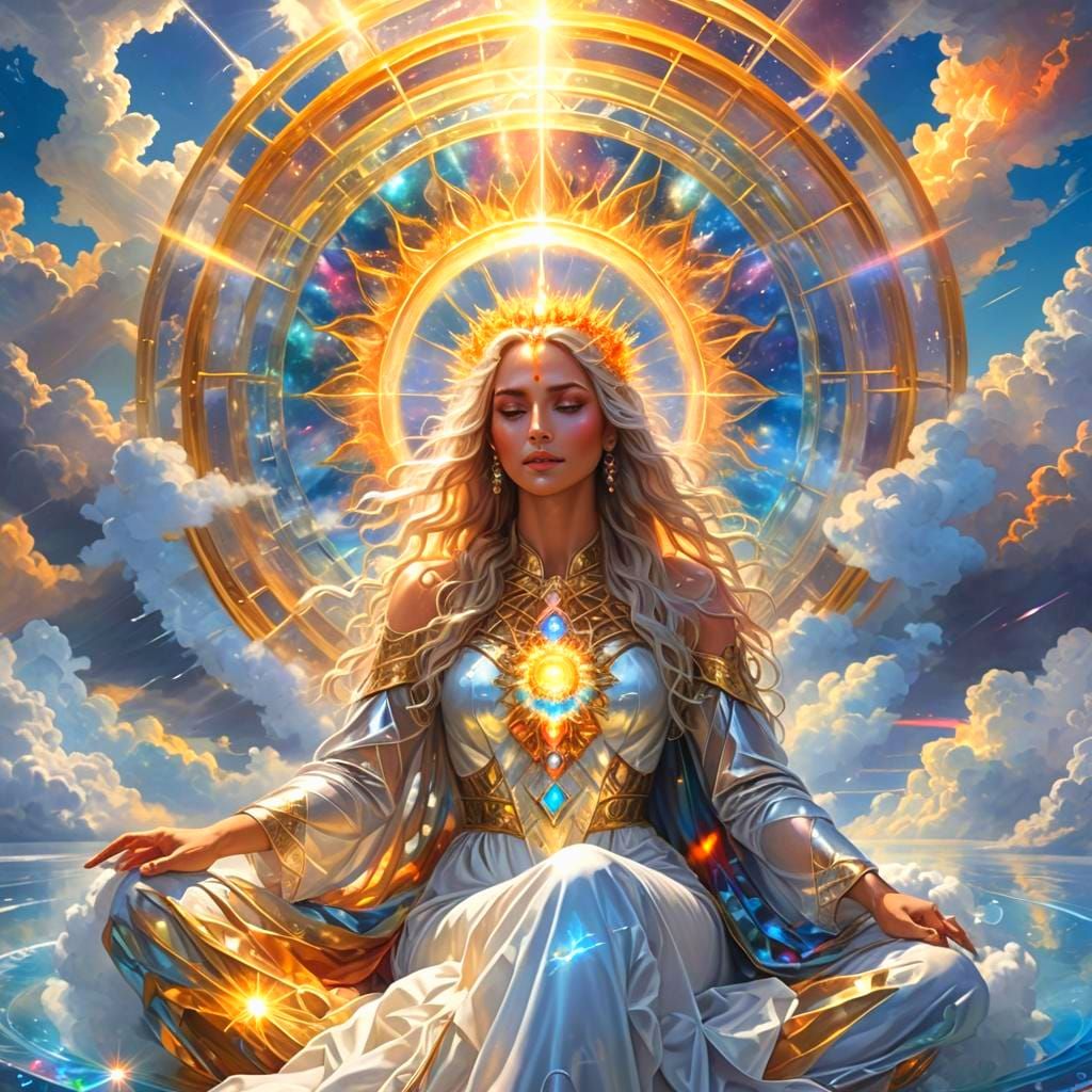 Celestial Being Lounging on Cloud Throne