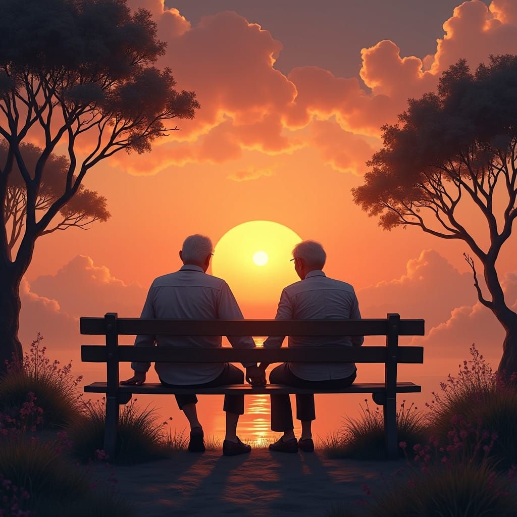 Romantic Sunset Serenade in Vibrant Fantasy