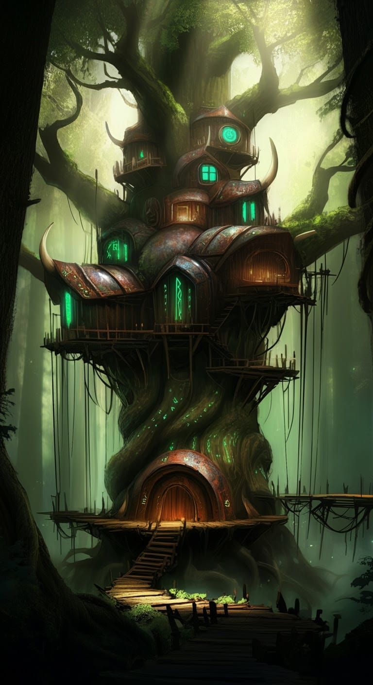 Mythic Post-Apocalyptic Tree House of Grotesque Beauty